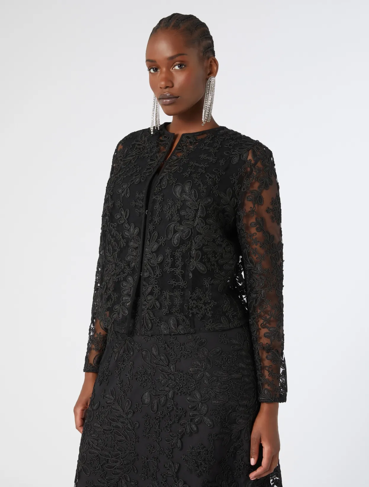 Blouses | Blouses & Shirts | Marina Rinaldi Embroidered tulle tunic BLACK