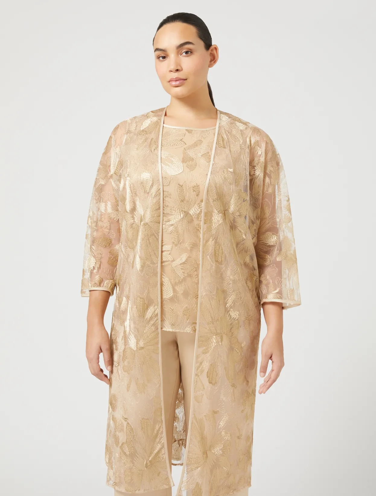 Blouses | Blouses & Shirts | Marina Rinaldi Embroidered tulle tunic LIGHTGOLD