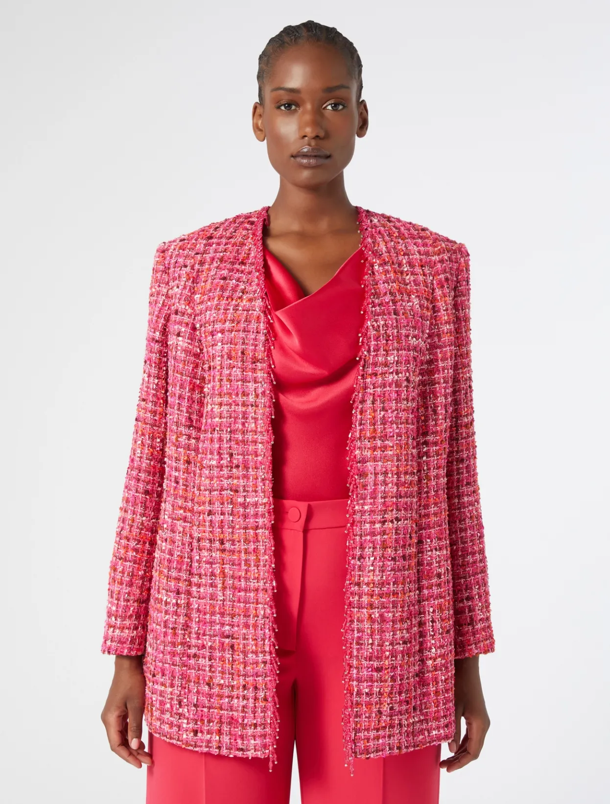 Jackets | Jacket & Blazers | Marina Rinaldi Embroidered yarn-dyed jacket FUCHSIA