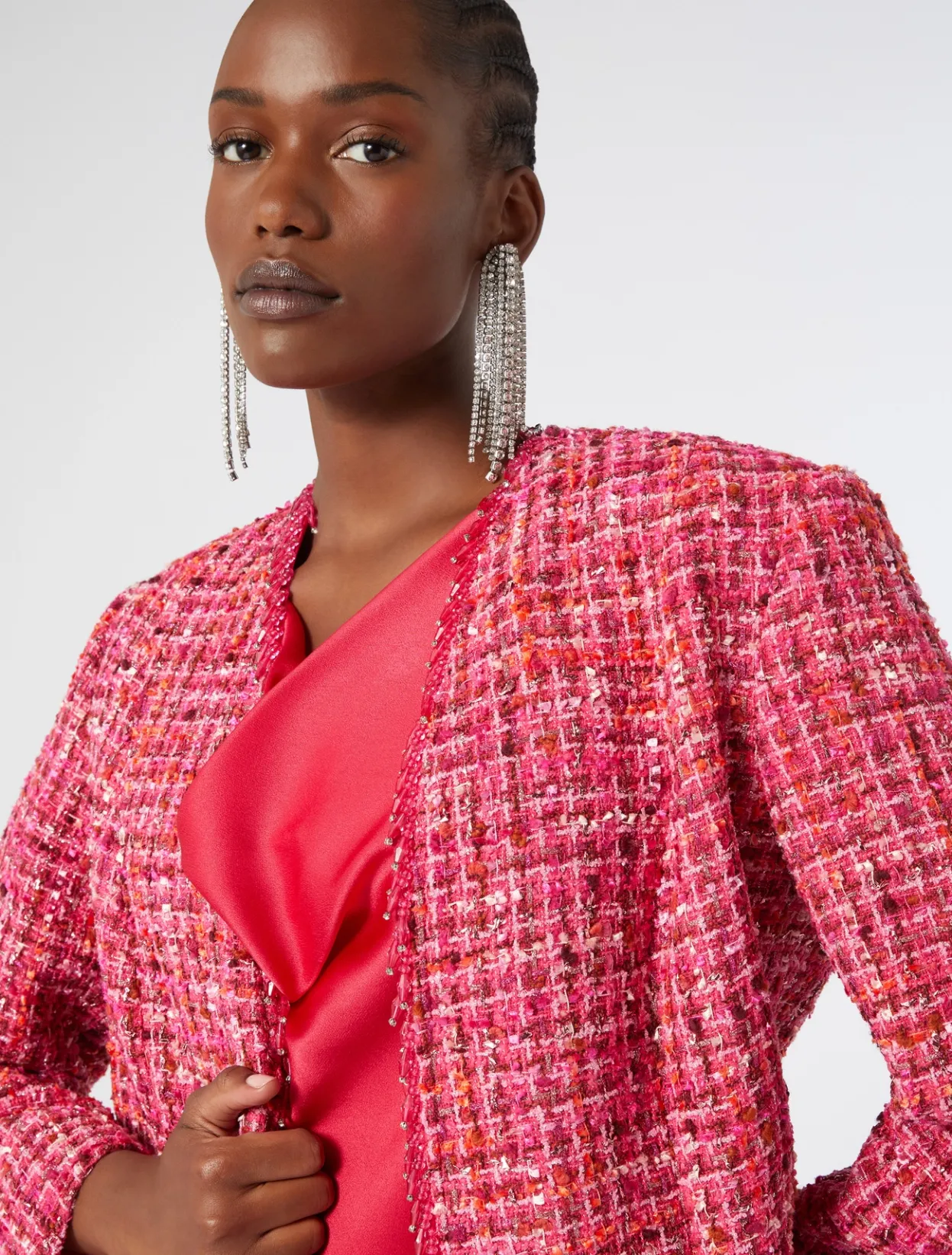 Jackets | Jacket & Blazers | Marina Rinaldi Embroidered yarn-dyed jacket FUCHSIA