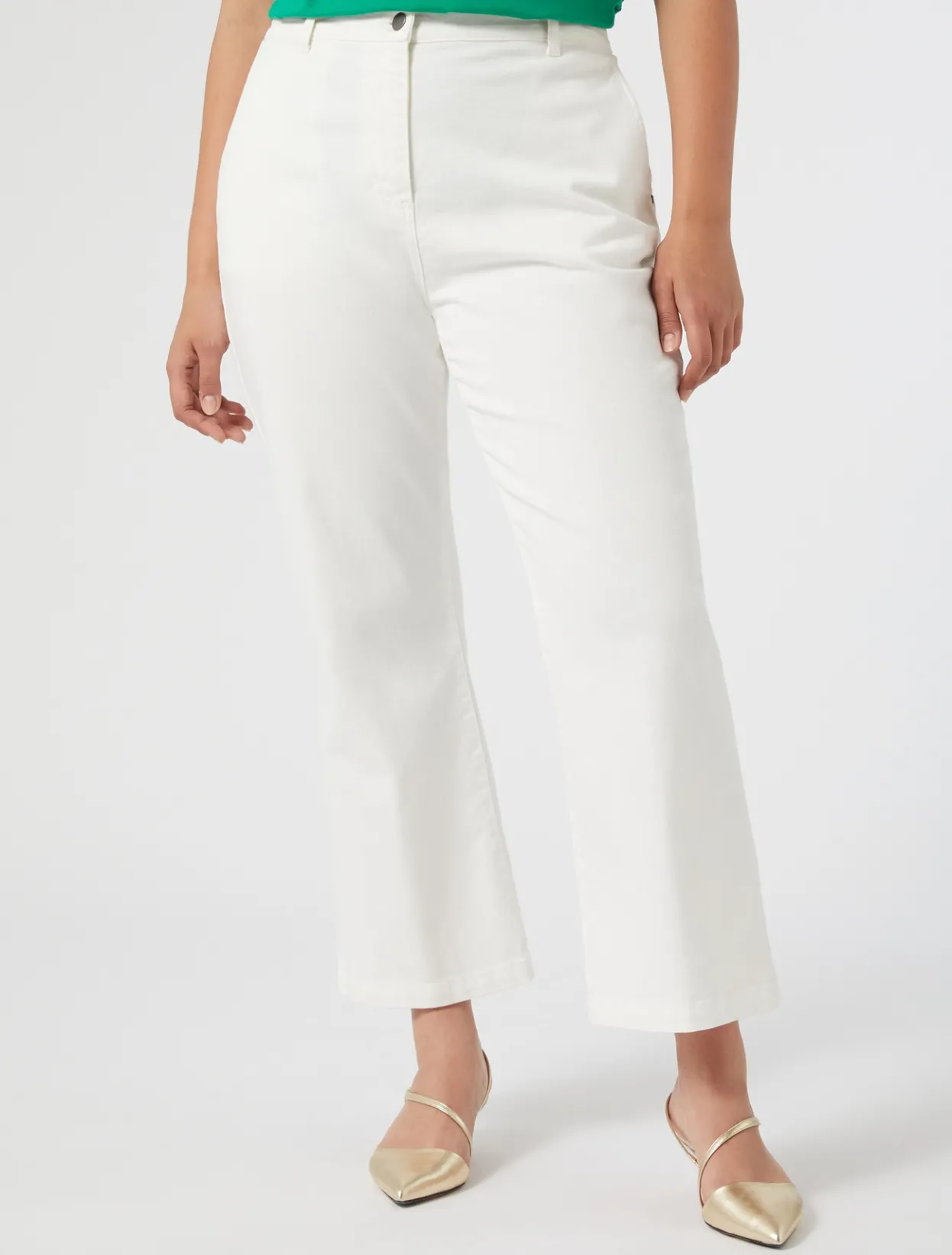 Trousers & Jeans | Trousers & Jeans | Marina Rinaldi Flared cotton bull denim trousers WHITE