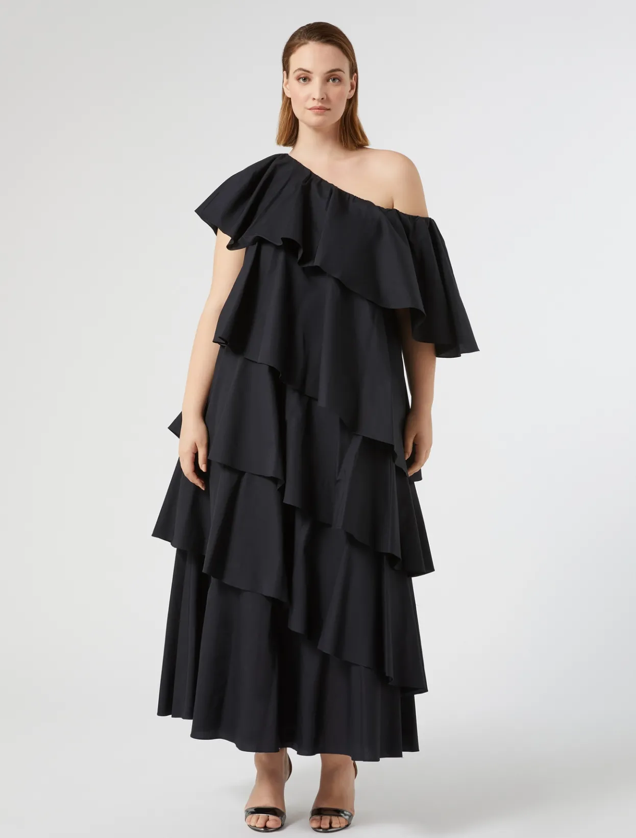 Dresses | Dresses | Marina Rinaldi Flounce poplin dress BLACK