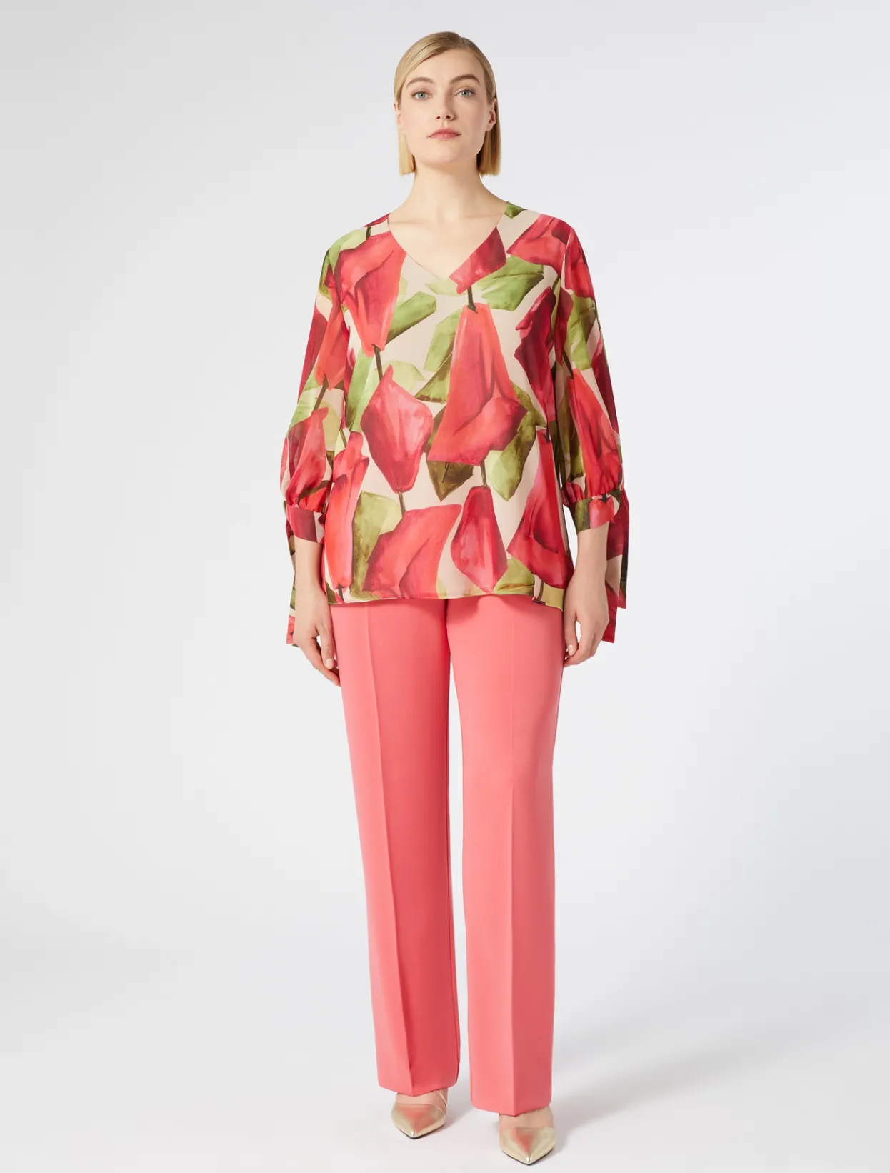 Trousers And Skirts | Trousers & Jeans | Marina Rinaldi Fluid cady trousers CORAL