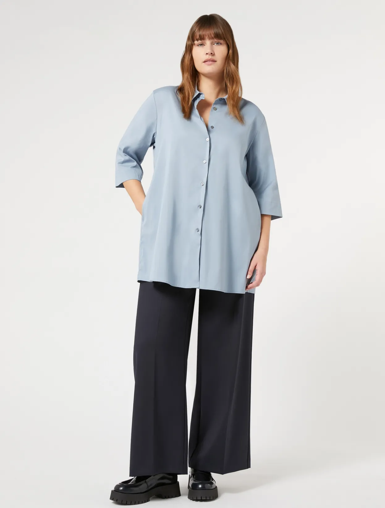 Trousers & Jeans | Trousers & Jeans | Marina Rinaldi Fluid gabardine trousers MIDNIGHTBLUE