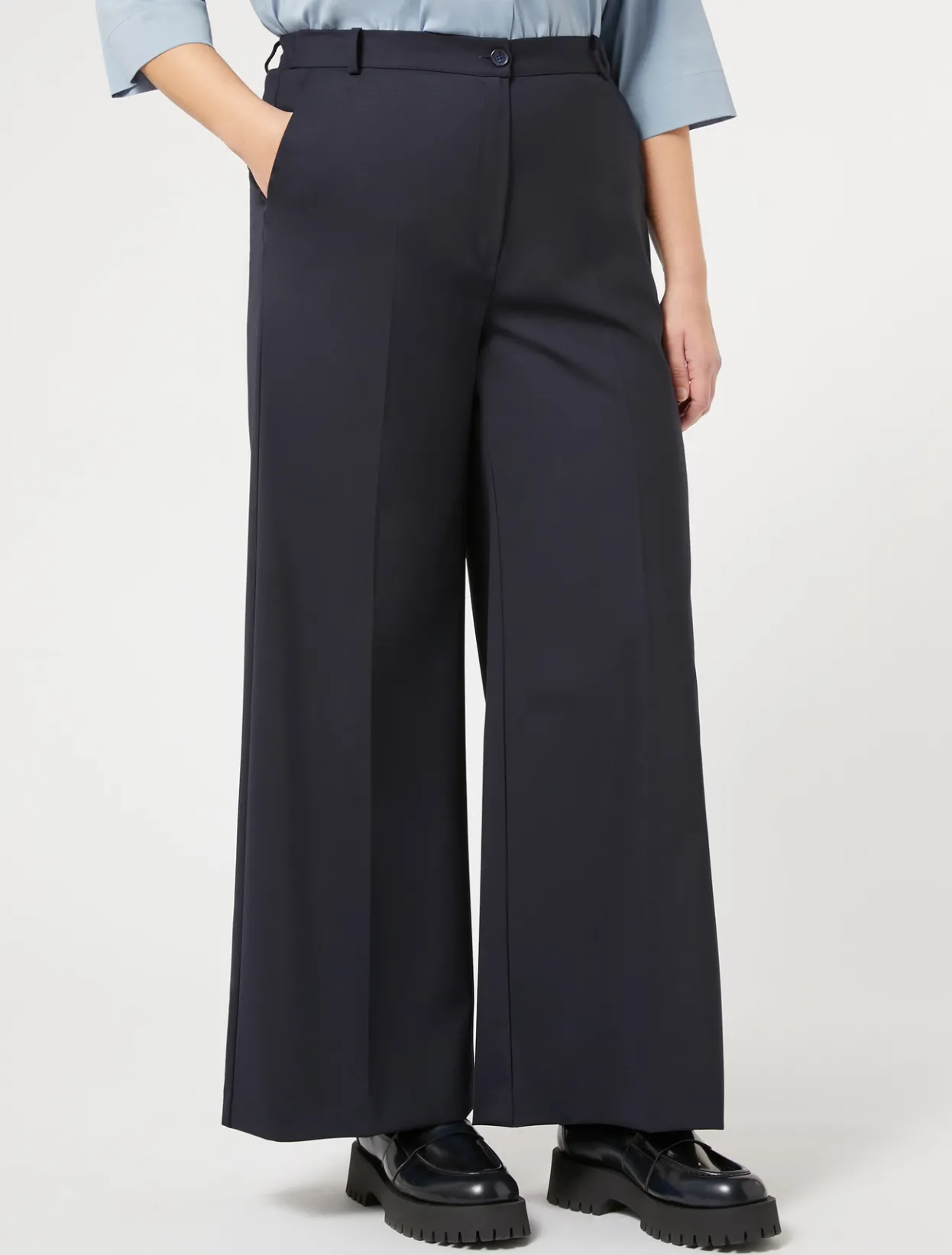 Trousers & Jeans | Trousers & Jeans | Marina Rinaldi Fluid gabardine trousers MIDNIGHTBLUE