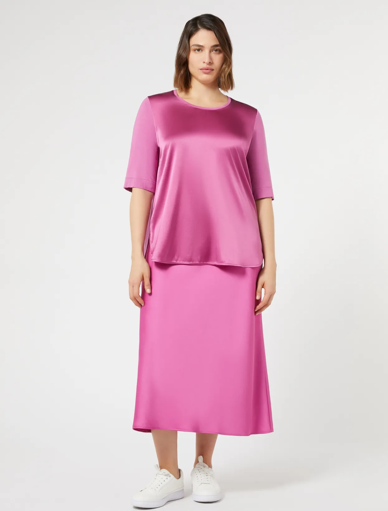 Skirts | Skirts | Marina Rinaldi Fluid satin skirt ANTIQUEROSE