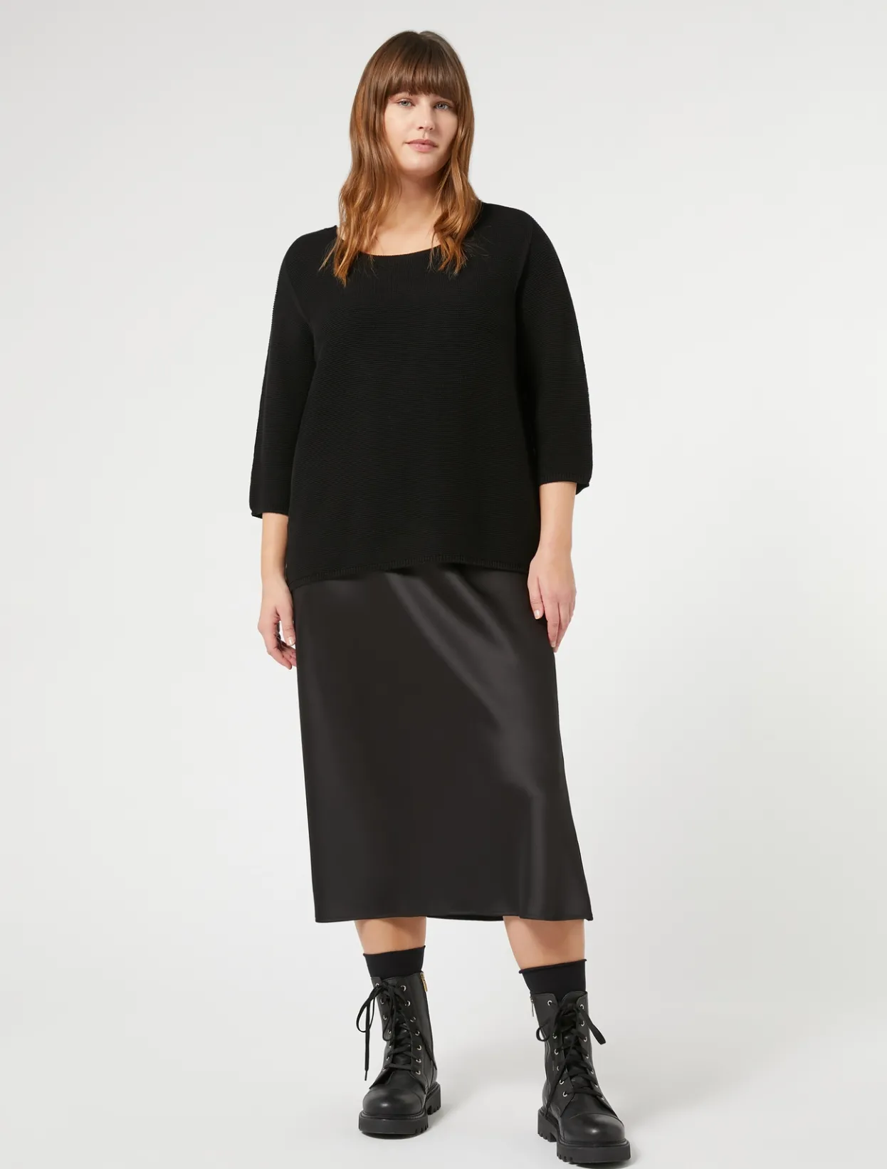 Skirts | Skirts | Marina Rinaldi Fluid satin skirt BLACK