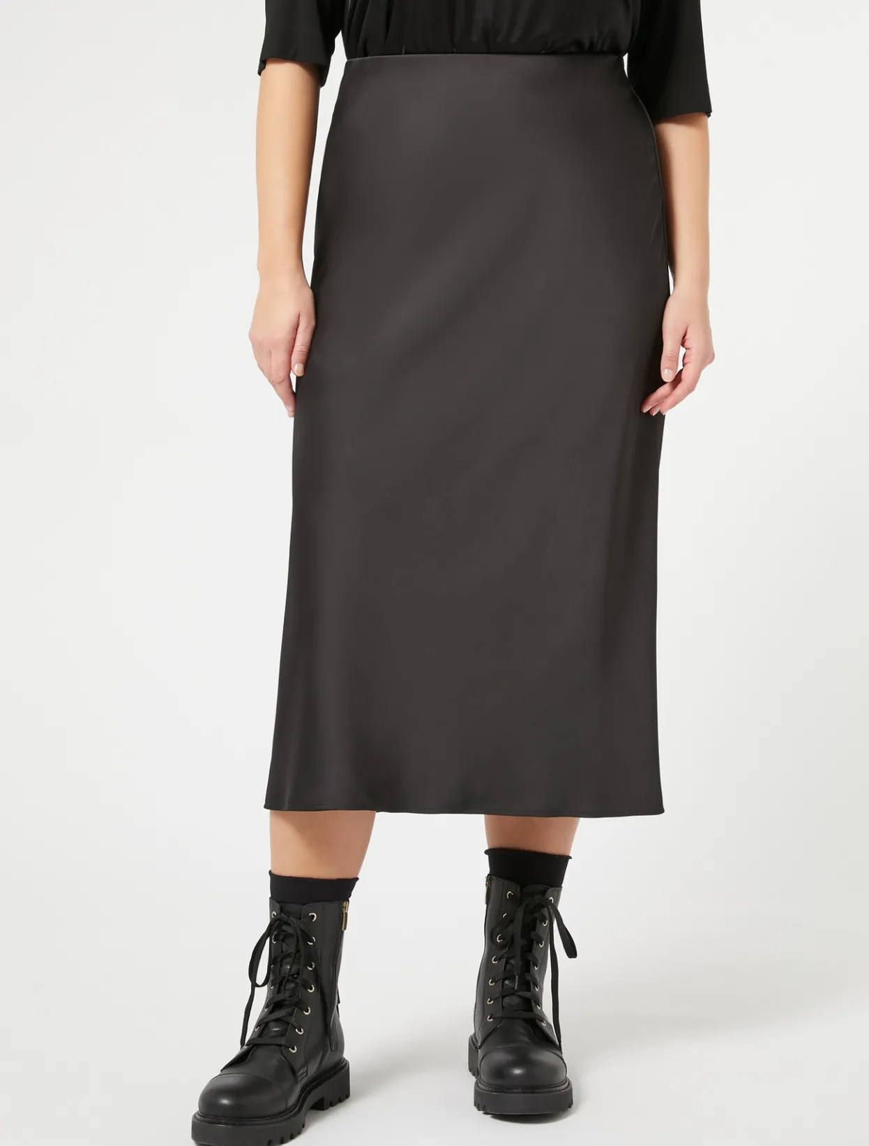 Skirts | Skirts | Marina Rinaldi Fluid satin skirt BLACK