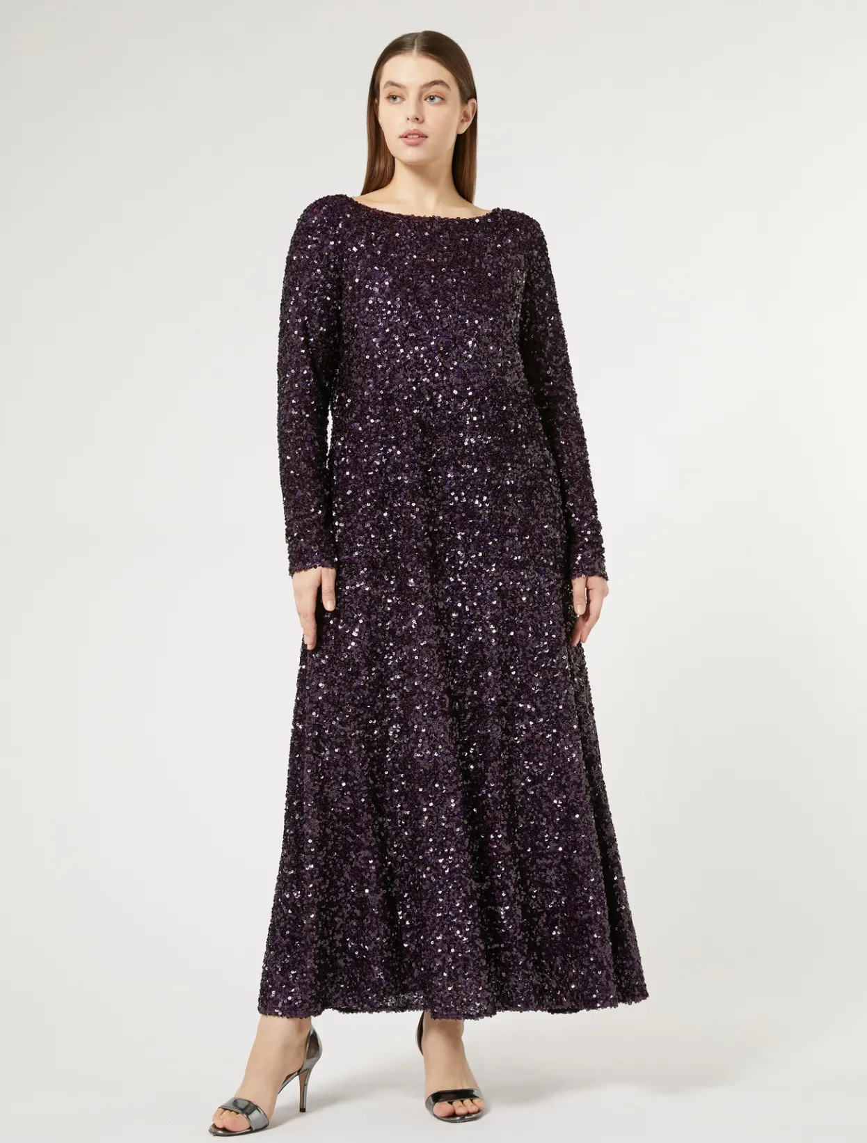 Dresses | Dresses | Marina Rinaldi Fully sequinned long dress BORDEAUX