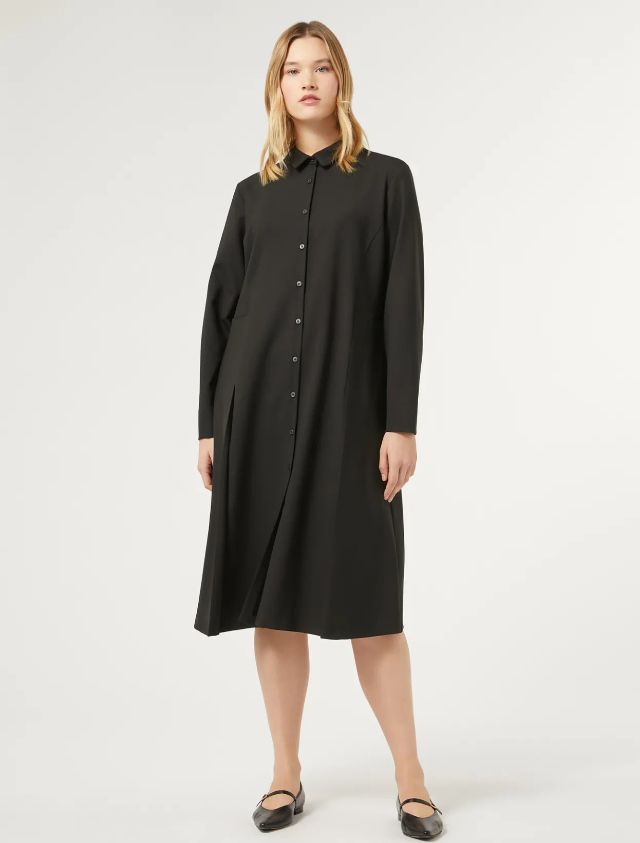 Dresses | Dresses | Marina Rinaldi Gabardine shirt dress BLACK