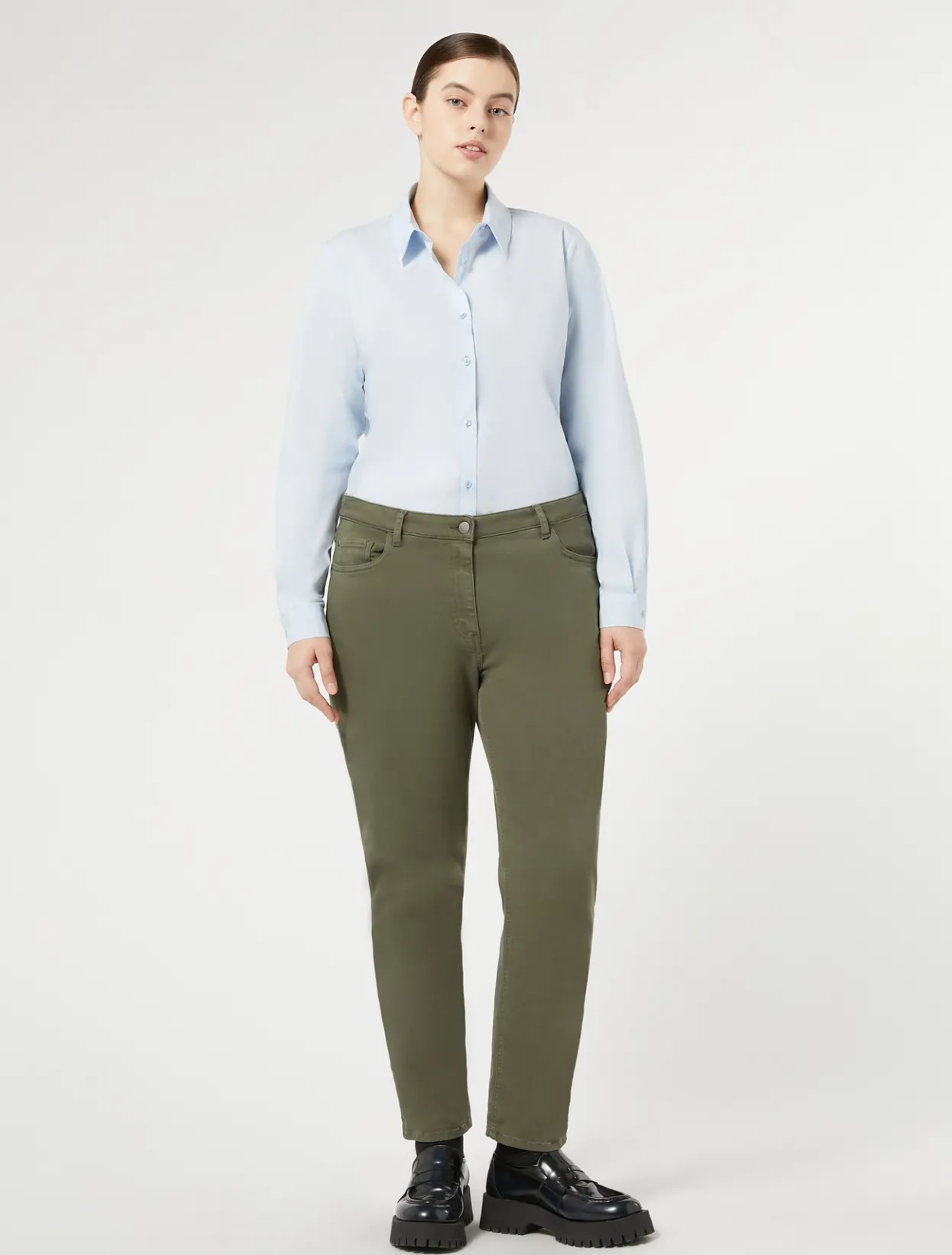 Trousers & Jeans | Trousers & Jeans | Marina Rinaldi Gabardine trousers MOSSGREEN