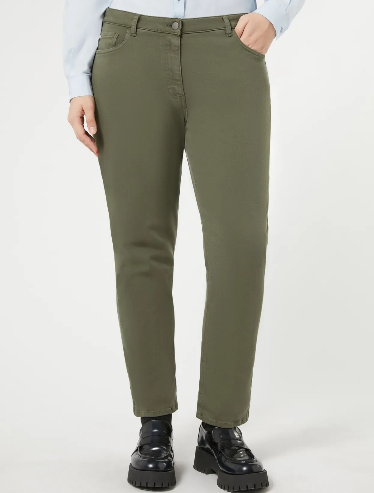 Trousers & Jeans | Trousers & Jeans | Marina Rinaldi Gabardine trousers MOSSGREEN