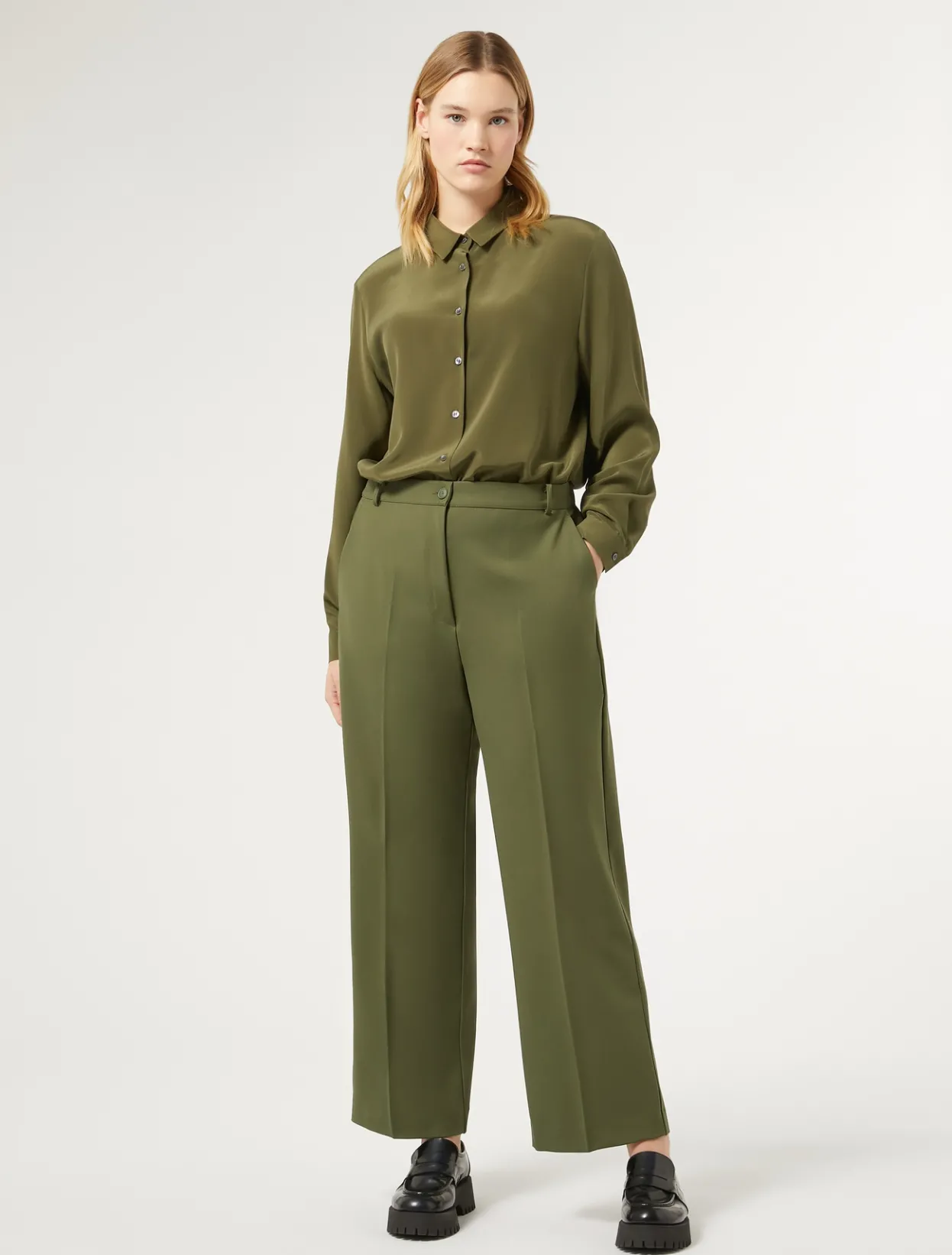 Trousers & Jeans | Trousers & Jeans | Marina Rinaldi Gabardine wool trousers GREEN