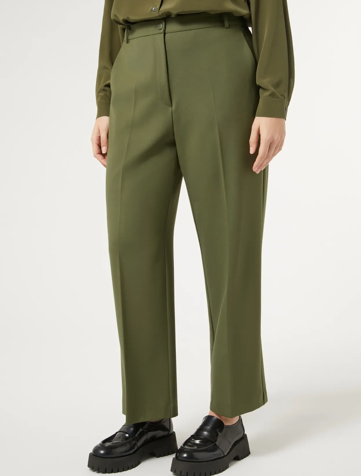 Trousers & Jeans | Trousers & Jeans | Marina Rinaldi Gabardine wool trousers GREEN