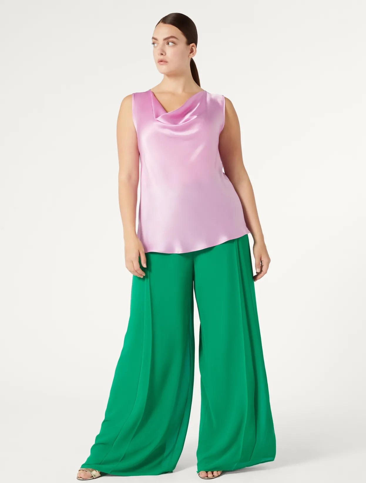 Trousers And Skirts | Trousers & Jeans | Marina Rinaldi Georgette trousers GREEN