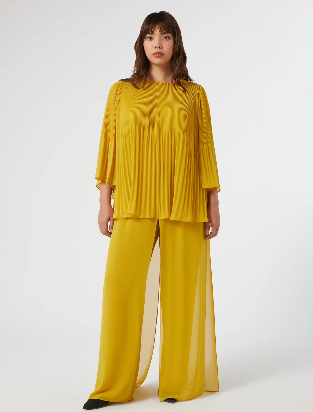 Trousers And Skirts | Trousers & Jeans | Marina Rinaldi Georgette trousers GOLD