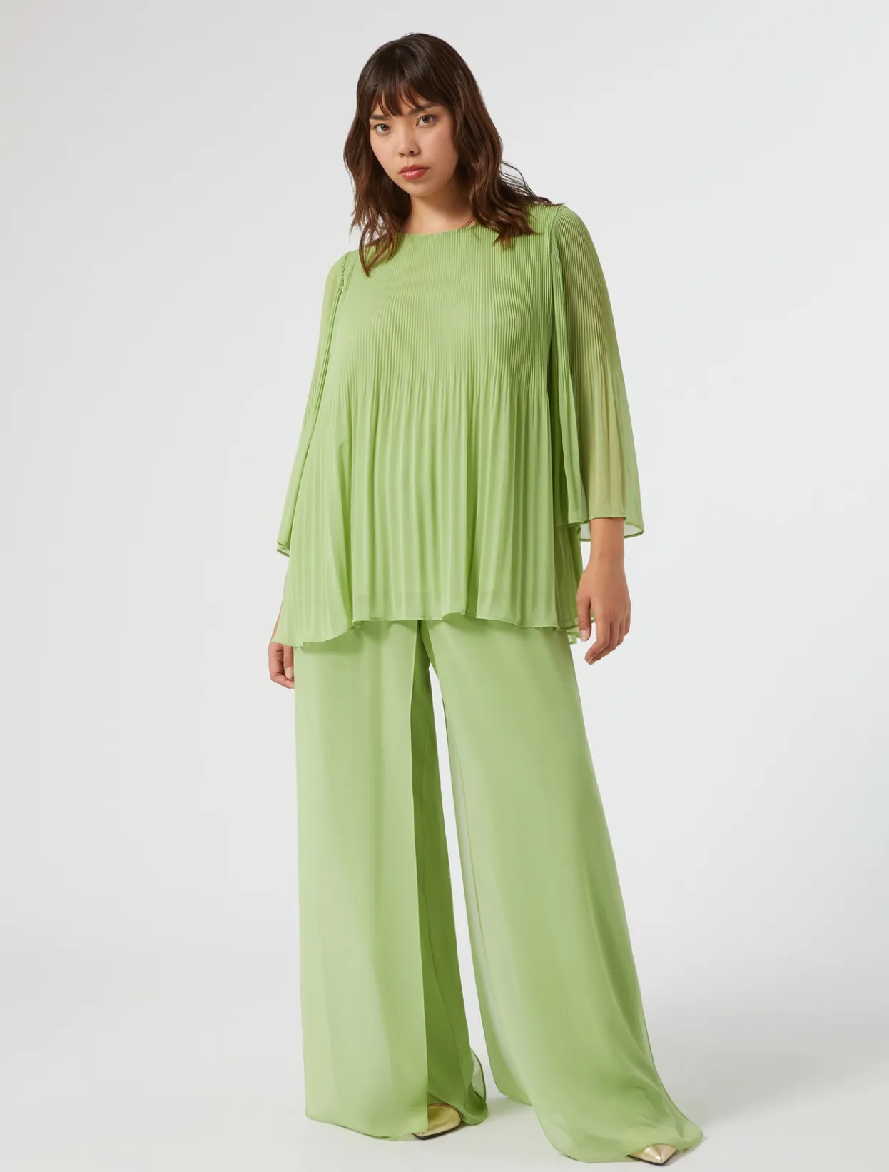 Trousers And Skirts | Trousers & Jeans | Marina Rinaldi Georgette trousers OLIVEGREEN