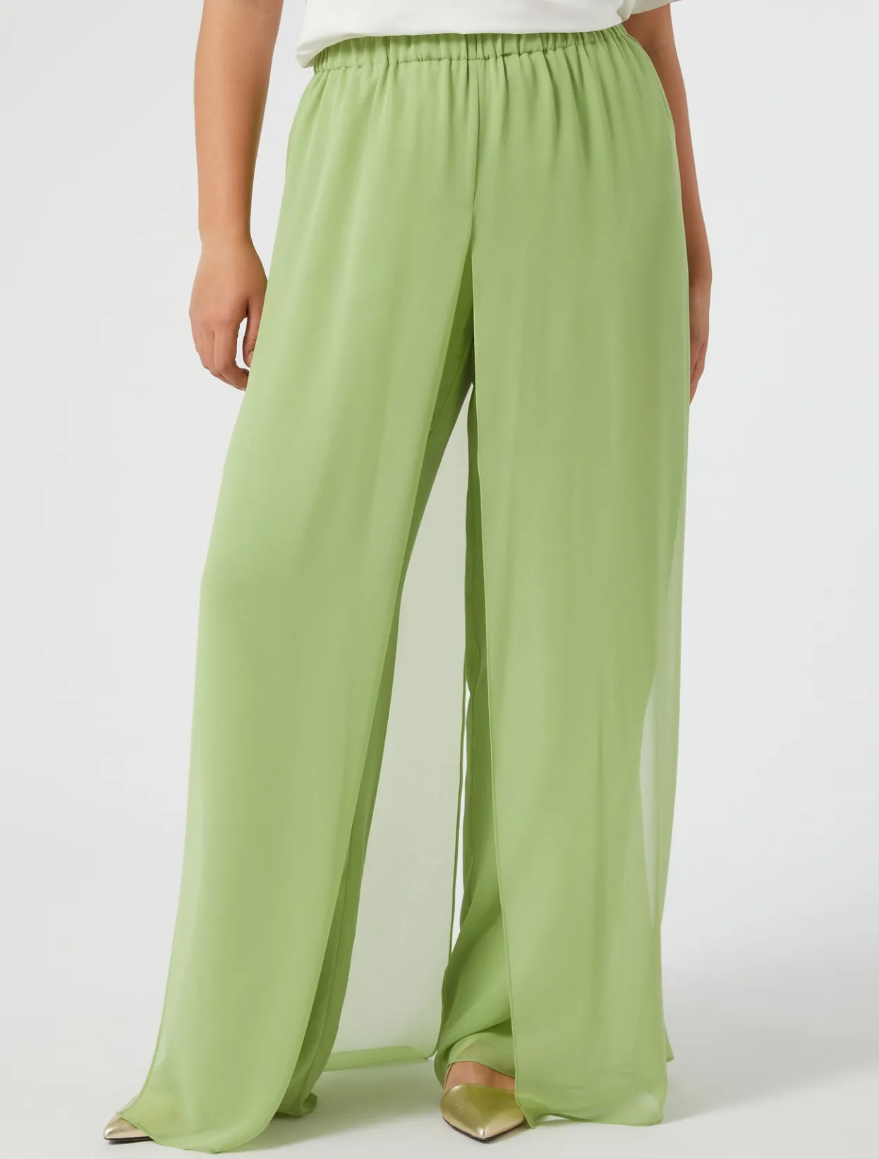 Trousers And Skirts | Trousers & Jeans | Marina Rinaldi Georgette trousers OLIVEGREEN