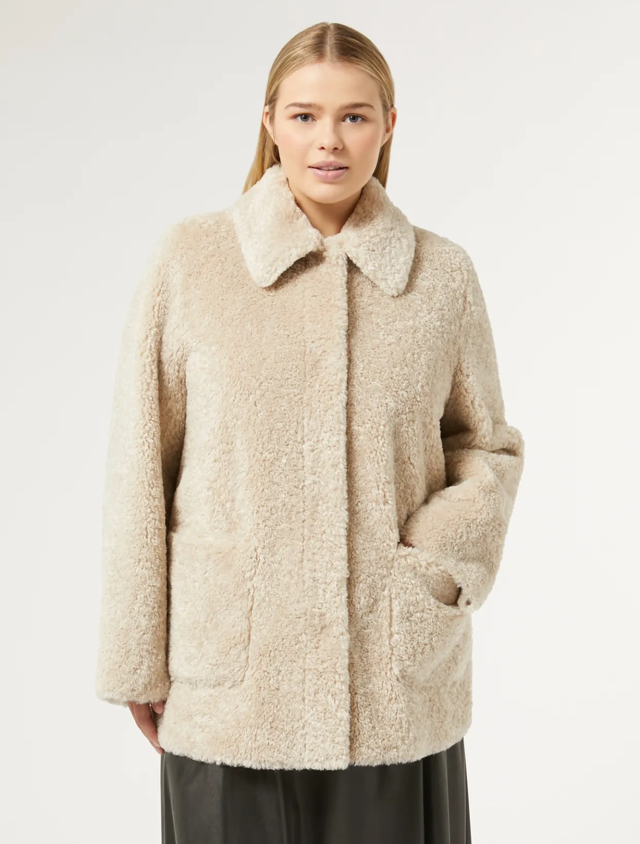 Coats | Coats | Marina Rinaldi Jacket in sheepskin-effect fabric LIGHTGREY