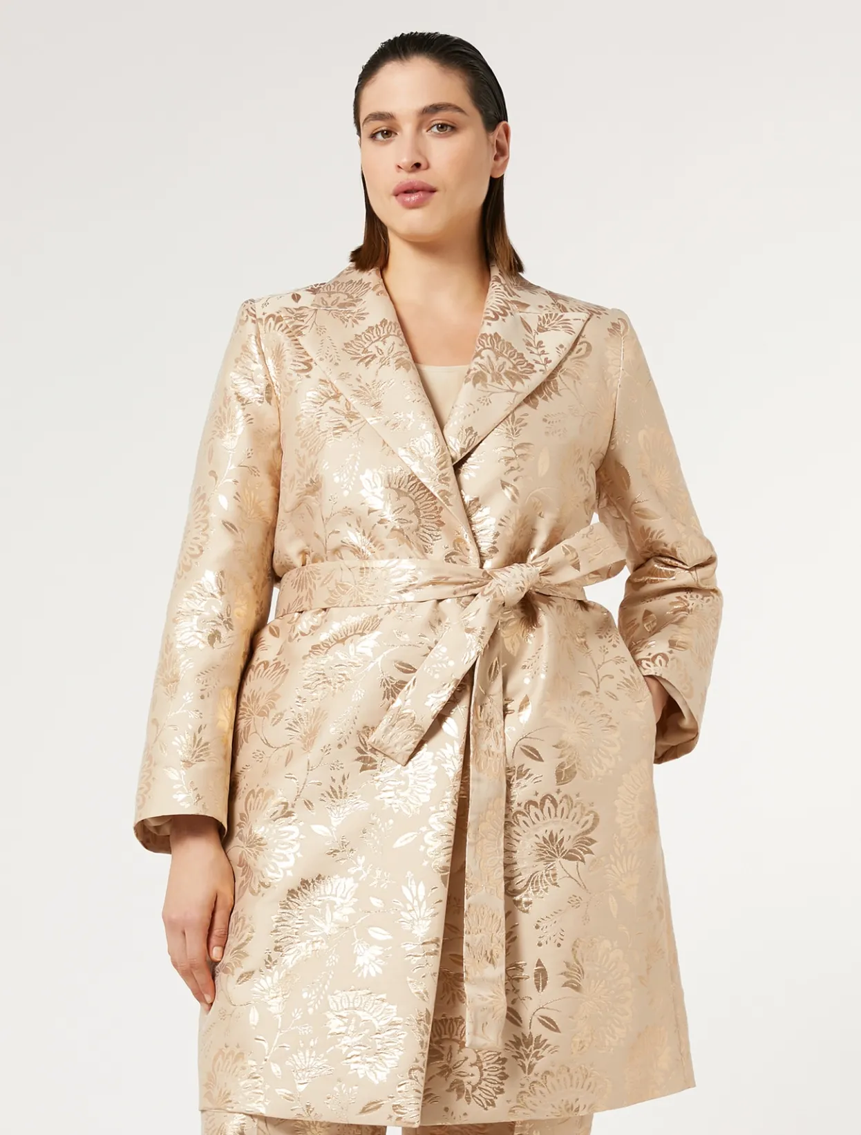 Jackets | Coats | Marina Rinaldi Jacquard duster coat HONEY