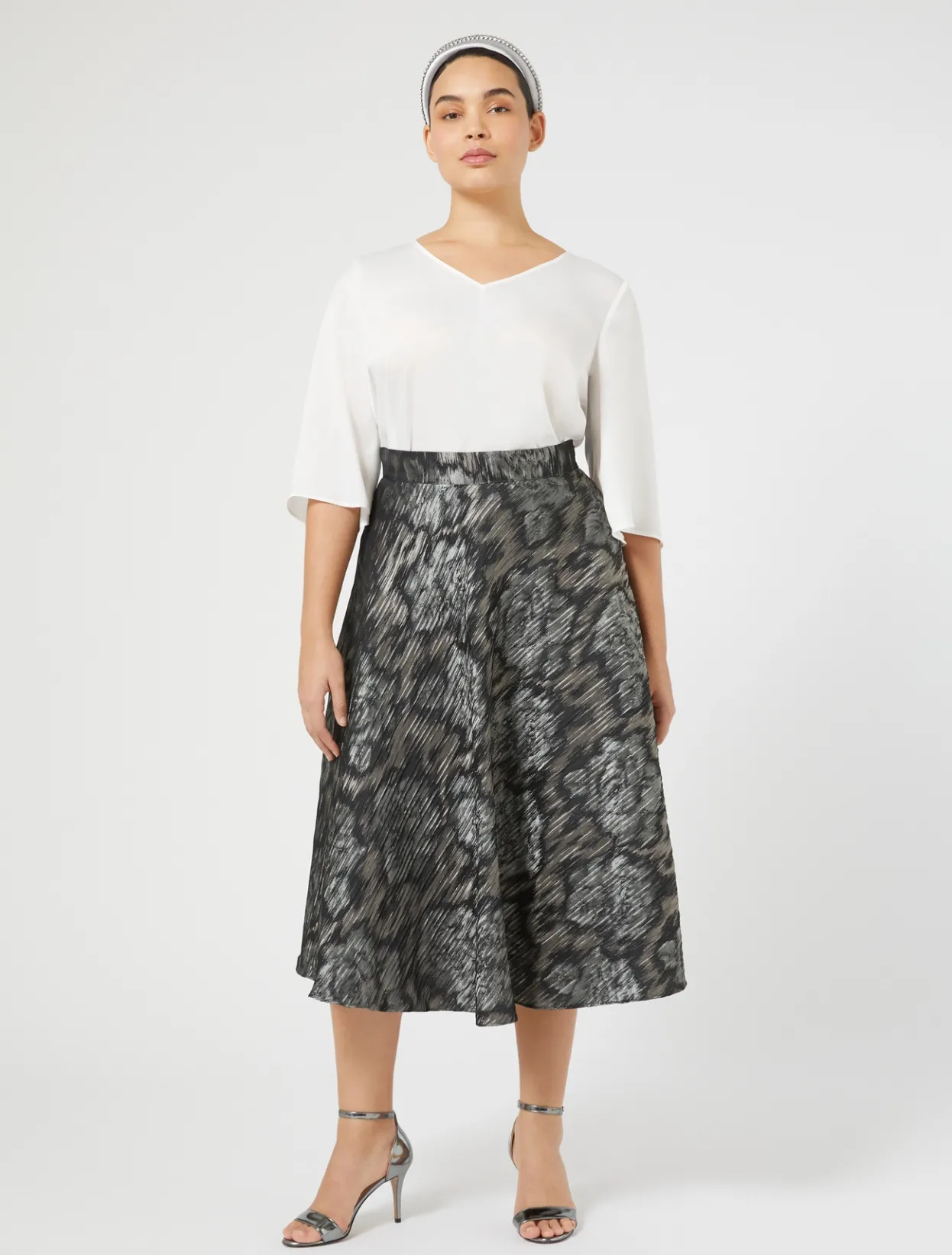 Trousers And Skirts | Skirts | Marina Rinaldi Jacquard fabric skirt BLACK