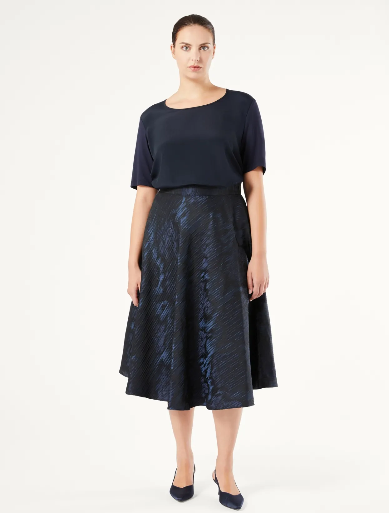 Trousers And Skirts | Skirts | Marina Rinaldi Jacquard fabric skirt ULTRAMARINE