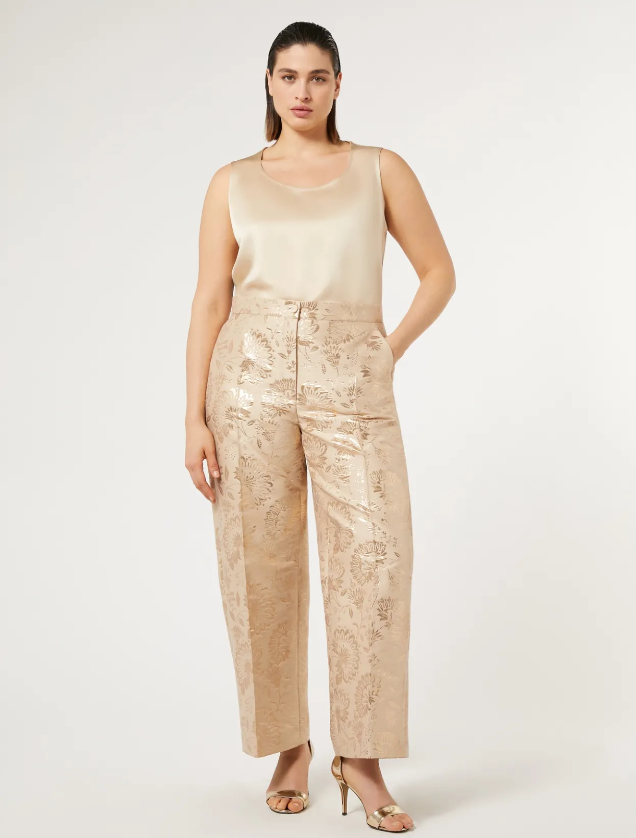 Trousers And Skirts | Trousers & Jeans | Marina Rinaldi Jacquard trousers HONEY