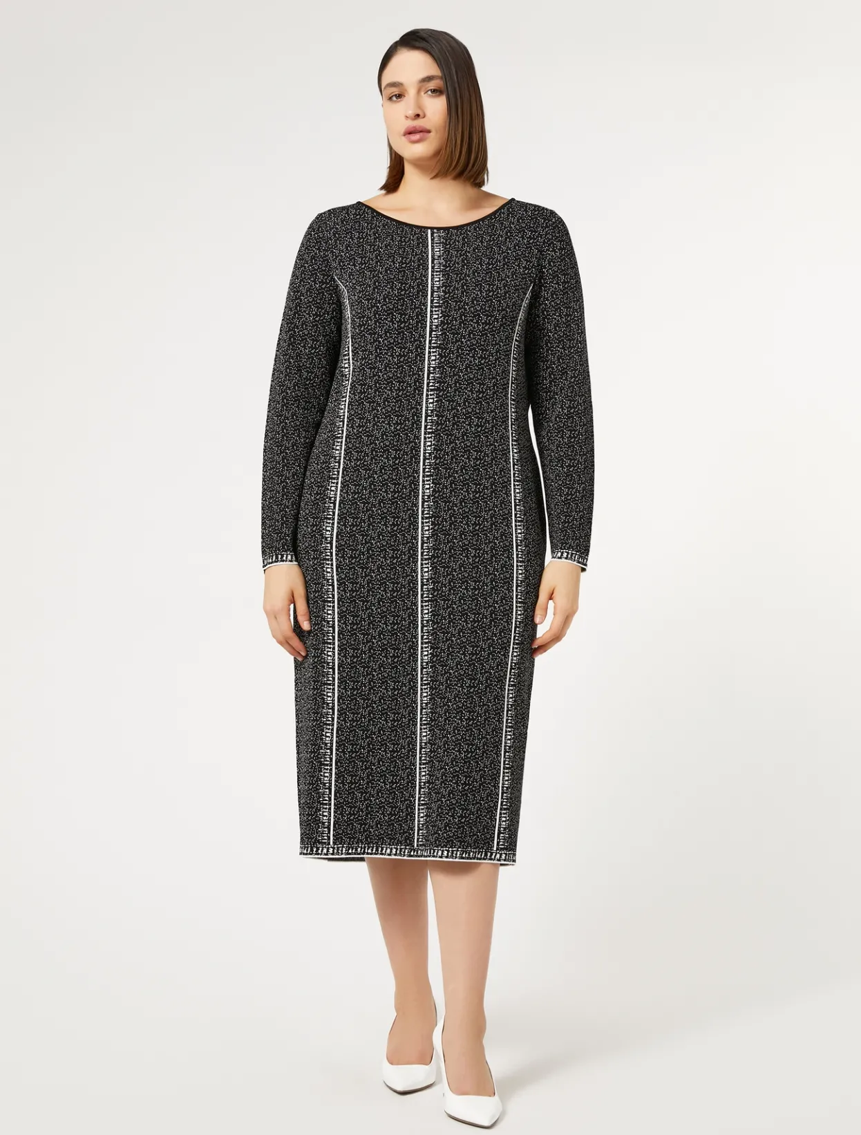 Dresses | Dresses | Marina Rinaldi Jacquard viscose dress BLACKWHITE