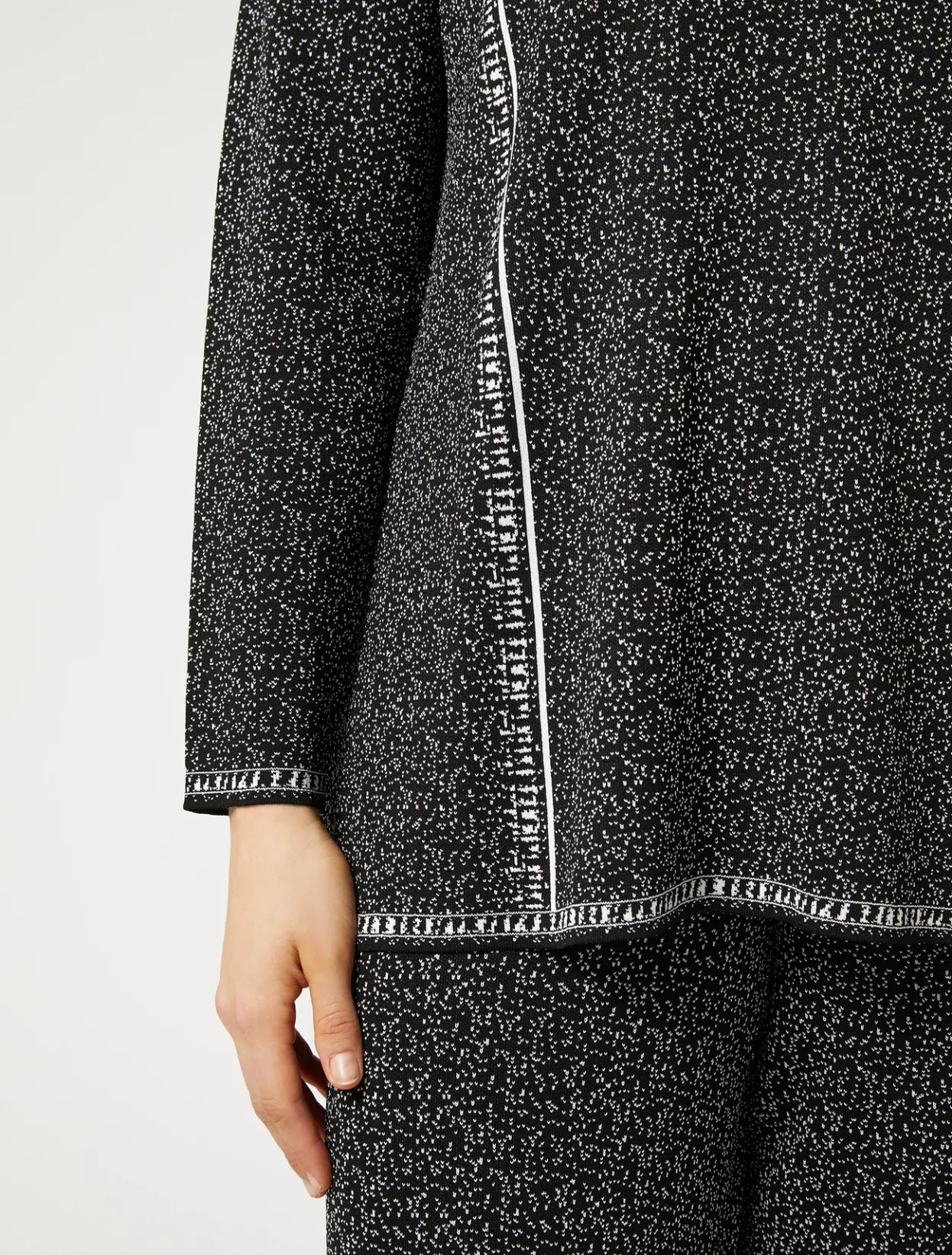 Knitwear | Knitwear | Marina Rinaldi Jacquard viscose sweater BLACKWHITE