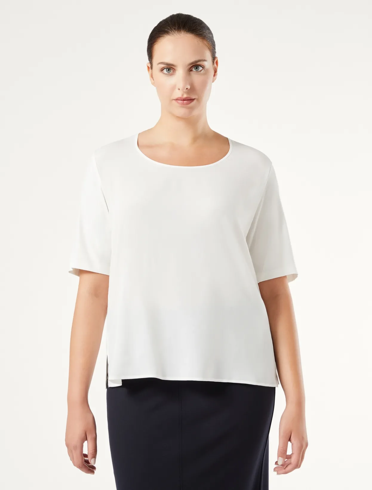 Tops & T-Shirts | Tops & T-Shirts | Marina Rinaldi Jersey, acetate and silk T-shirt WHITE