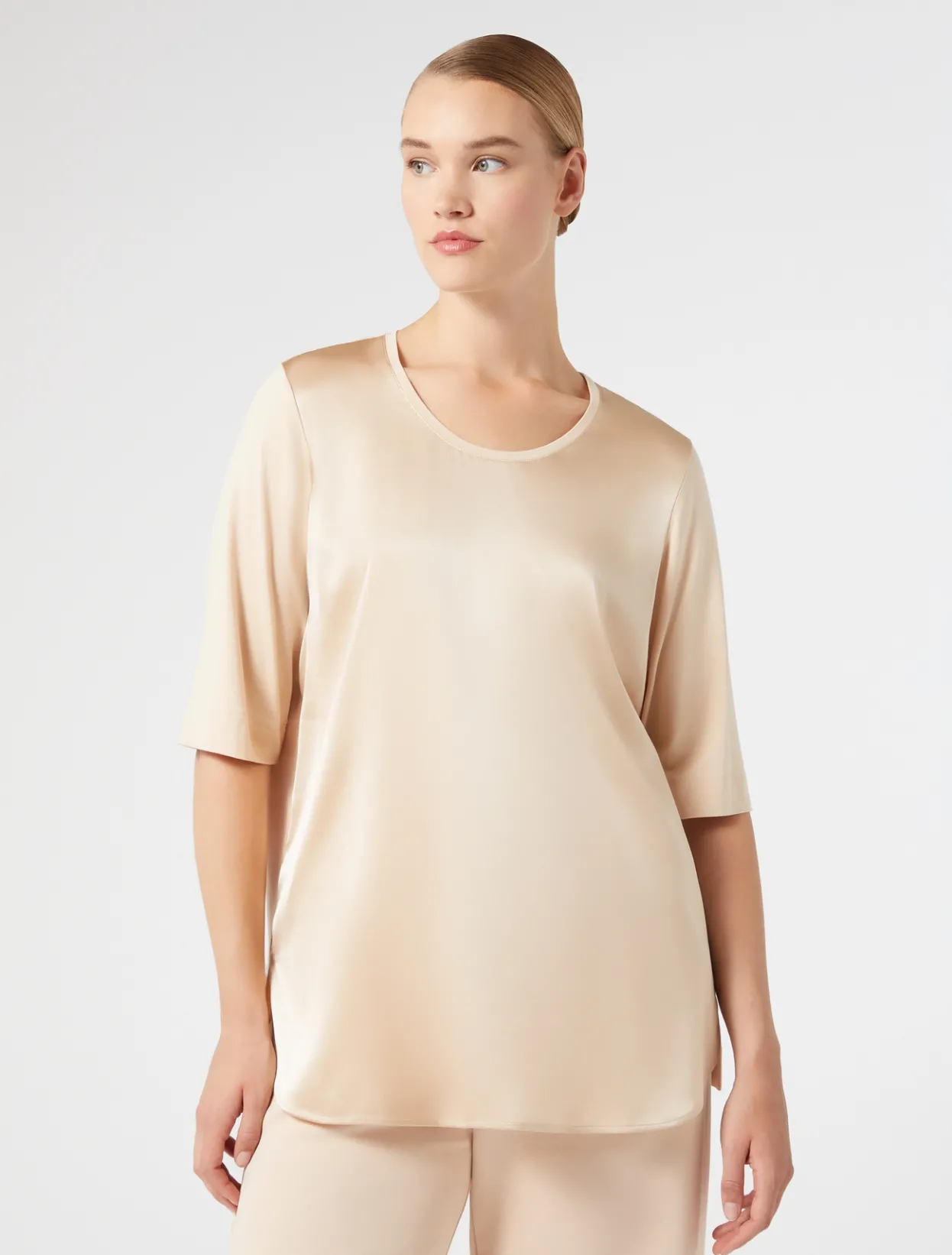 Tops & T-Shirts | Tops & T-Shirts | Marina Rinaldi Jersey and satin T-shirt PINK