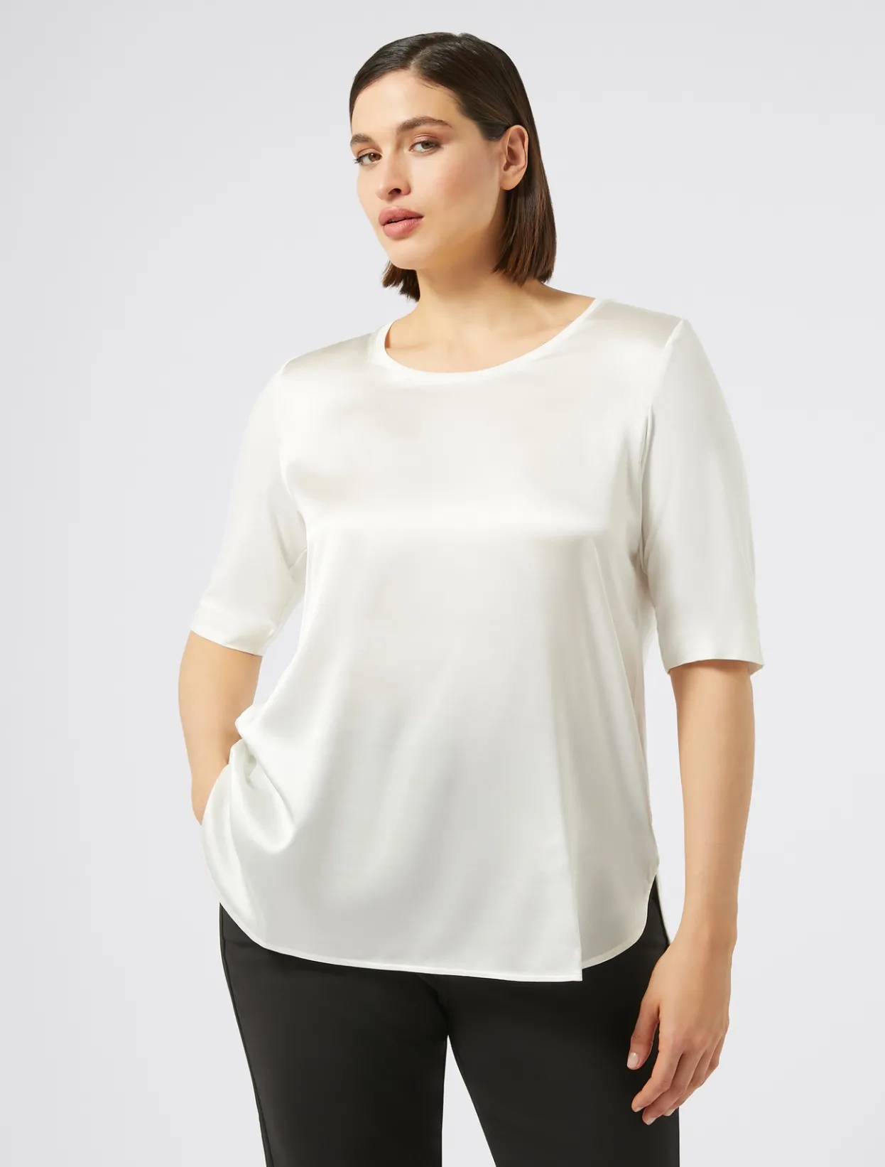 Tops & T-Shirts | Tops & T-Shirts | Marina Rinaldi Jersey and satin T-shirt IVORY