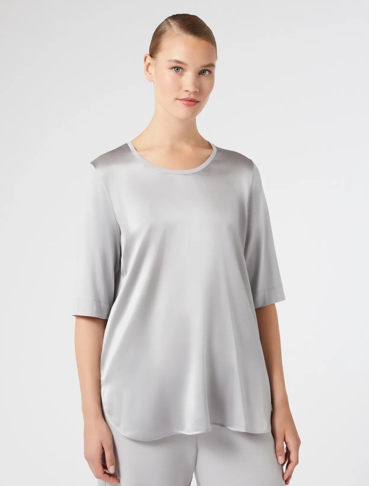 Tops & T-Shirts | Tops & T-Shirts | Marina Rinaldi Jersey and satin T-shirt LIGHTGREY