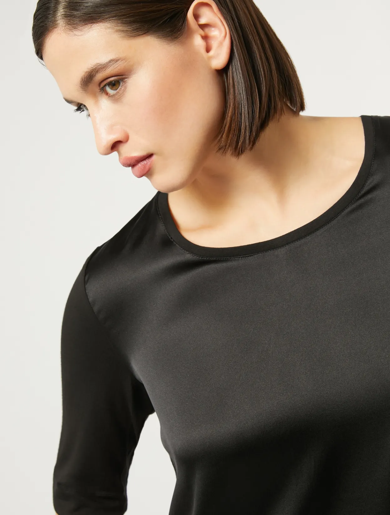 Tops & T-Shirts | Tops & T-Shirts | Marina Rinaldi Jersey and satin T-shirt BLACK