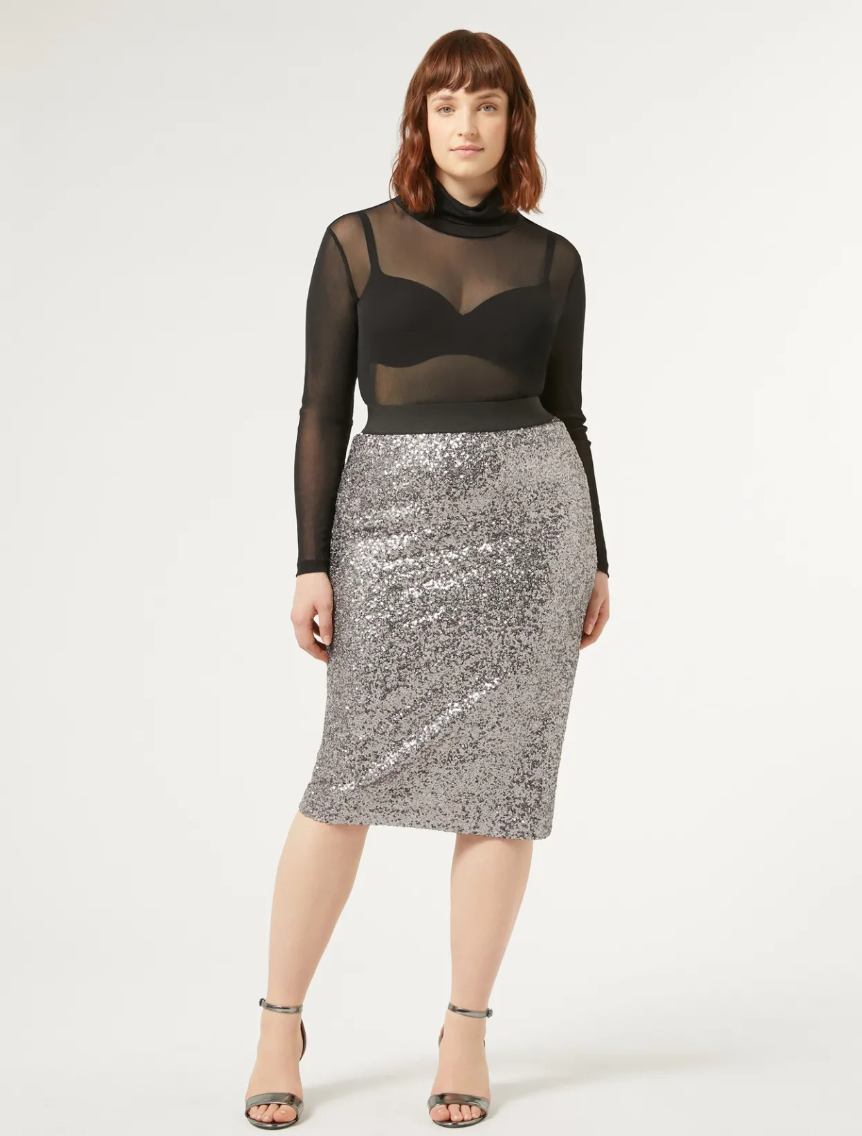 Skirts | Skirts | Marina Rinaldi Jersey and sequin skirt MEDIUMGREY