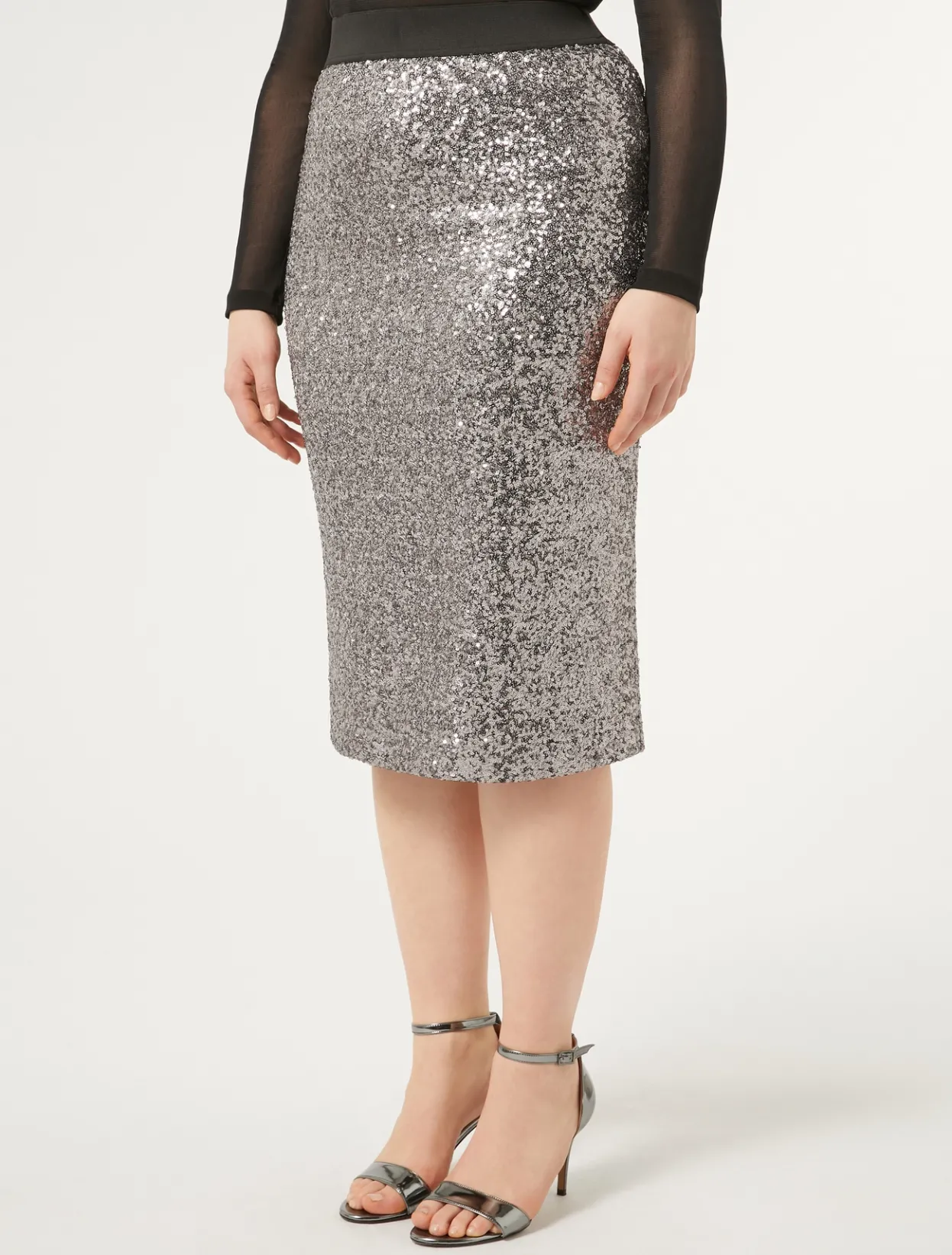 Skirts | Skirts | Marina Rinaldi Jersey and sequin skirt MEDIUMGREY