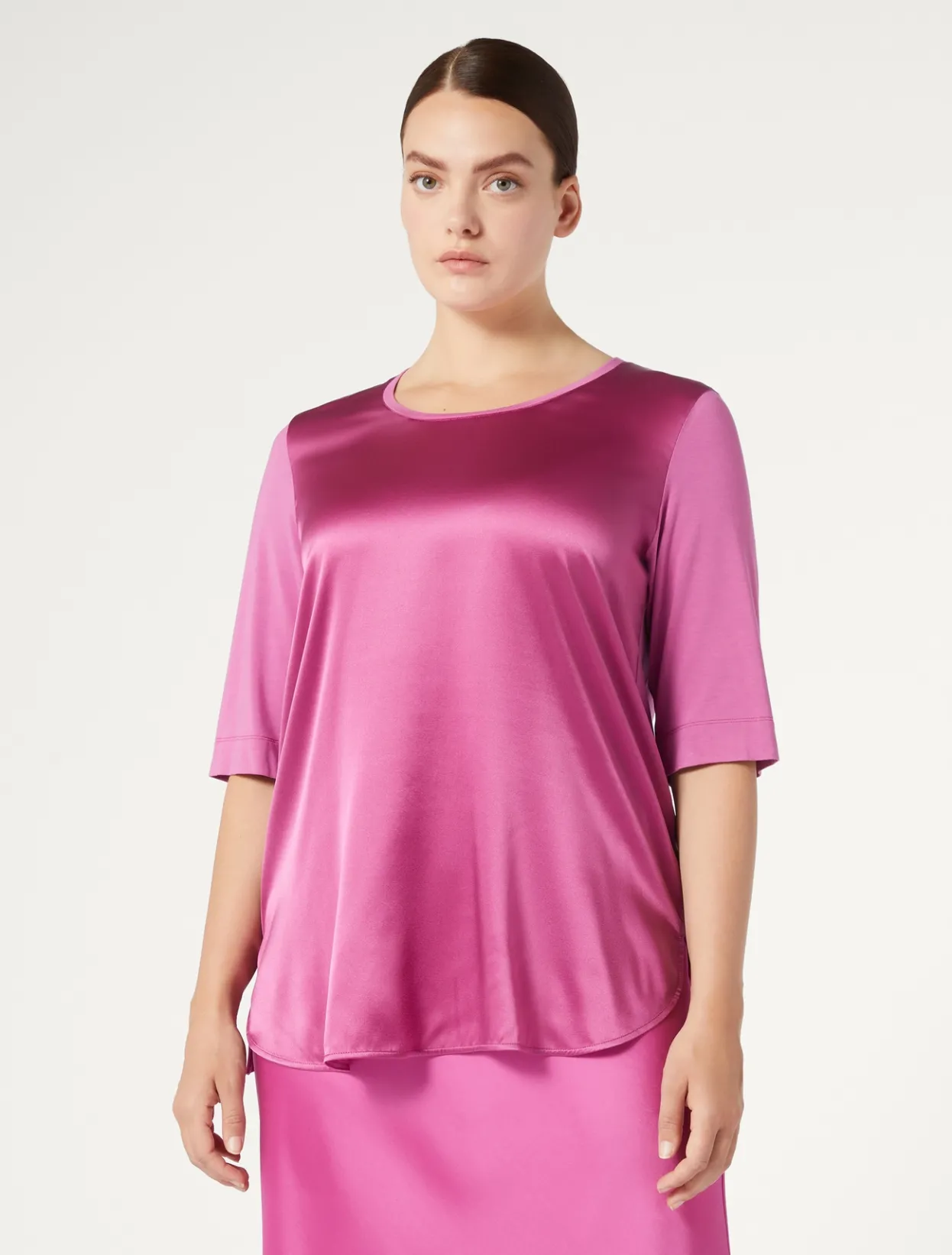 Tops & T-Shirts | Tops & T-Shirts | Marina Rinaldi Jersey and silk T-shirt PINK