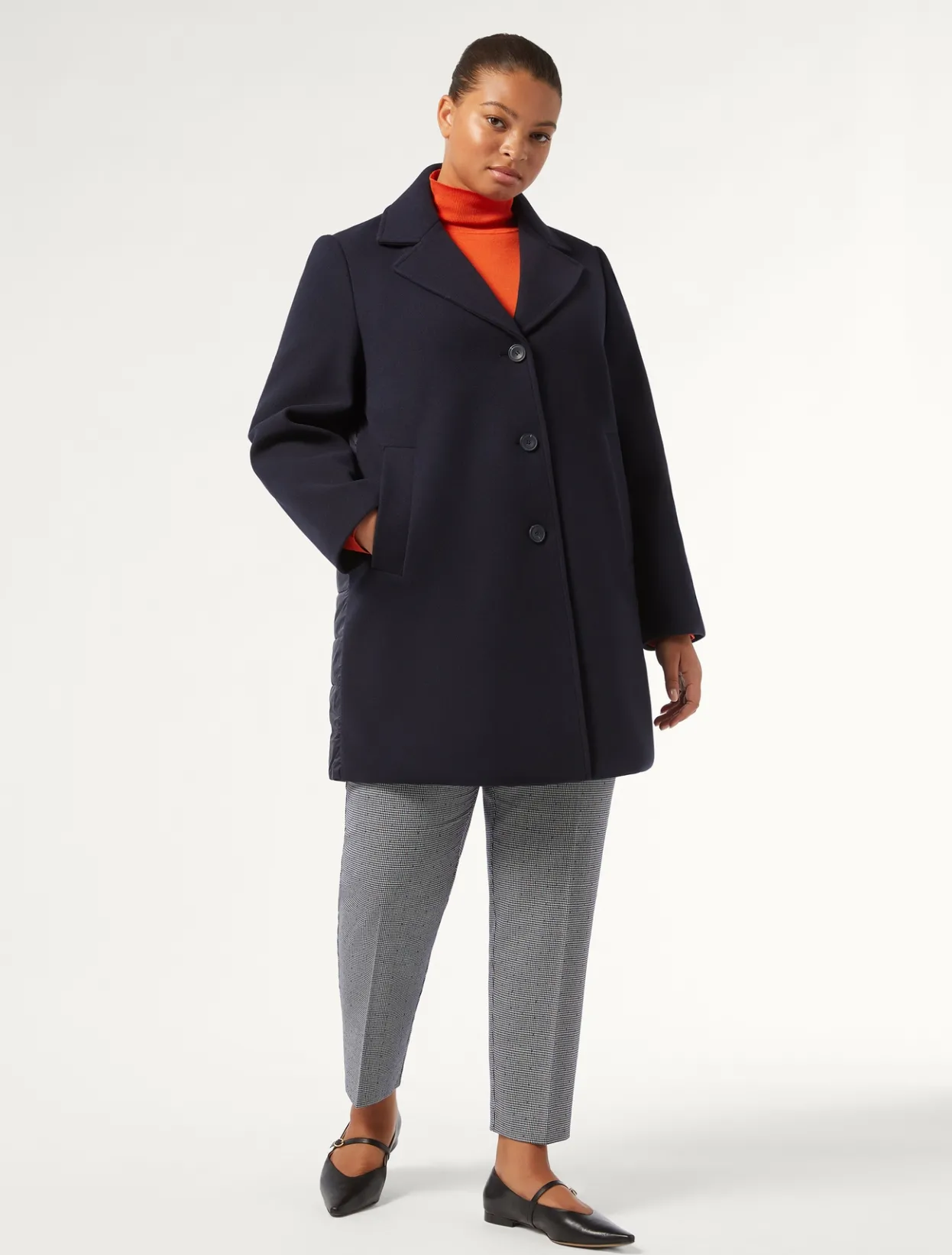 Coats | Coats | Marina Rinaldi Jersey cloth and water-repellent nylon fabric coat MIDNIGHTBLUE