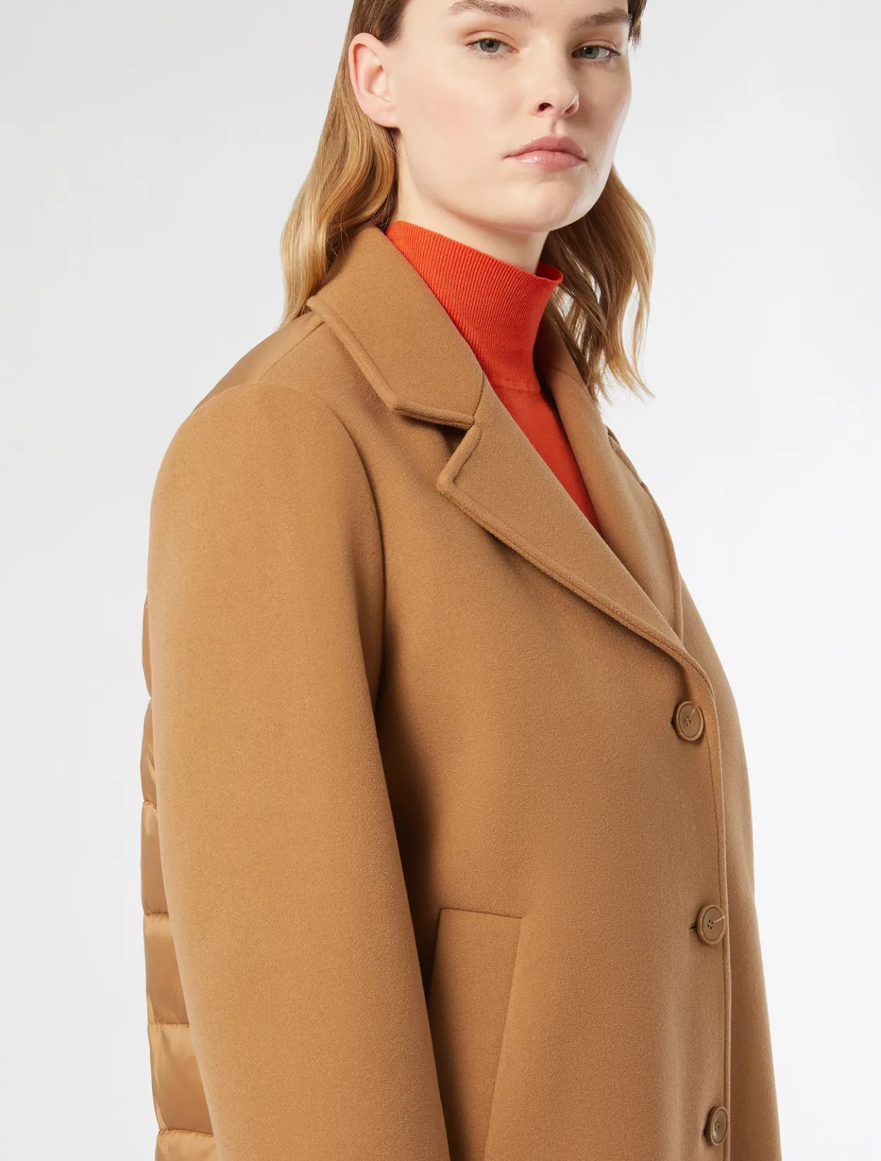 Coats | Coats | Marina Rinaldi Jersey cloth and water-repellent nylon fabric coat HAZELNUTBROWN