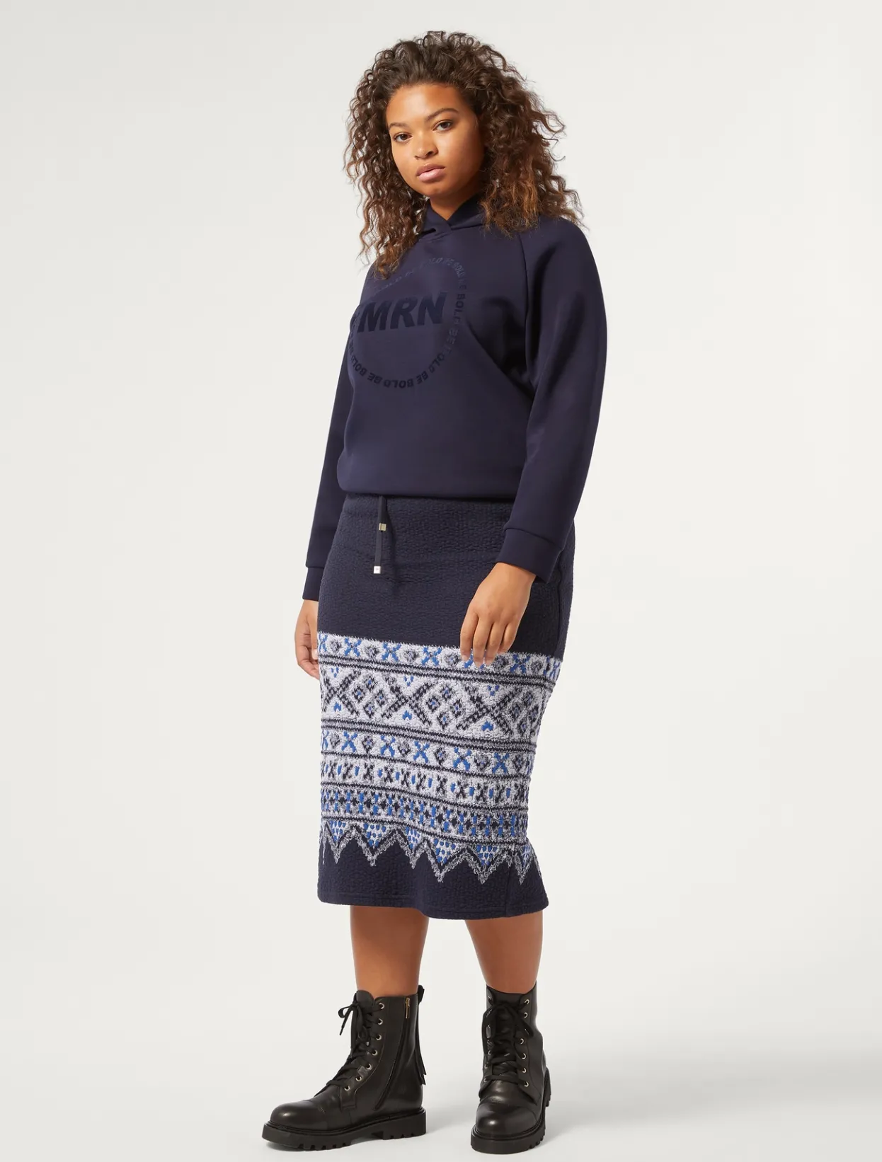 Skirts | Skirts | Marina Rinaldi Jersey jacquard skirt MIDNIGHTBLUE