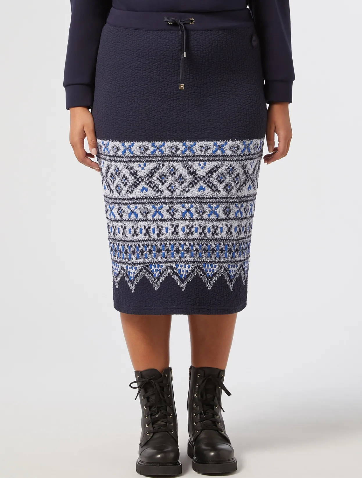 Skirts | Skirts | Marina Rinaldi Jersey jacquard skirt MIDNIGHTBLUE