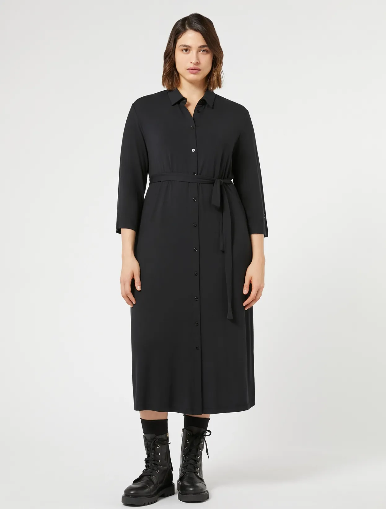 Dresses | Dresses | Marina Rinaldi Jersey shirt dress BLACK