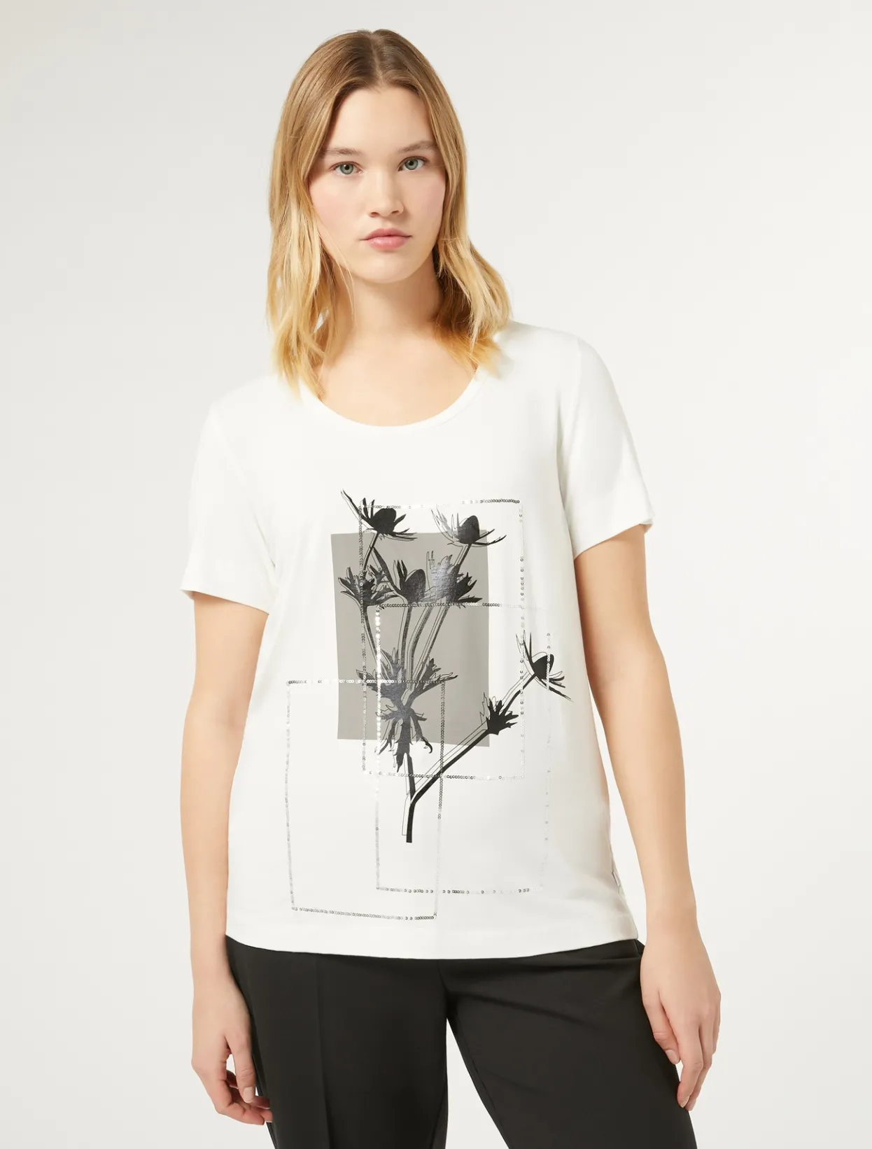 Tops & T-Shirts | Tops & T-Shirts | Marina Rinaldi Jersey T-shirt with embroidery IVORY