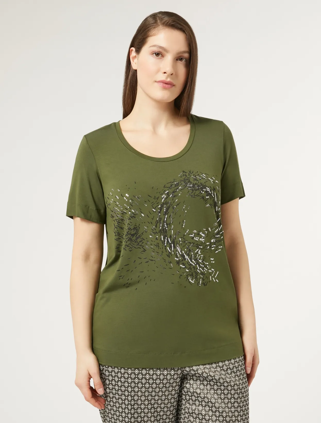 Tops & T-Shirts | Tops & T-Shirts | Marina Rinaldi Jersey T-shirt with embroidery GREEN