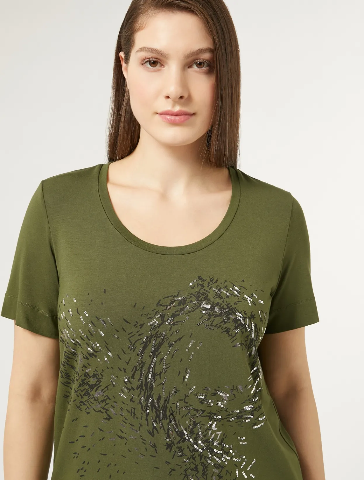 Tops & T-Shirts | Tops & T-Shirts | Marina Rinaldi Jersey T-shirt with embroidery GREEN