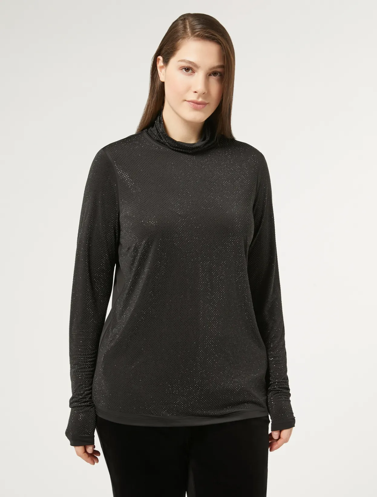 Tops & T-Shirts | Tops & T-Shirts | Marina Rinaldi Jersey T-shirt with rhinestones BLACK