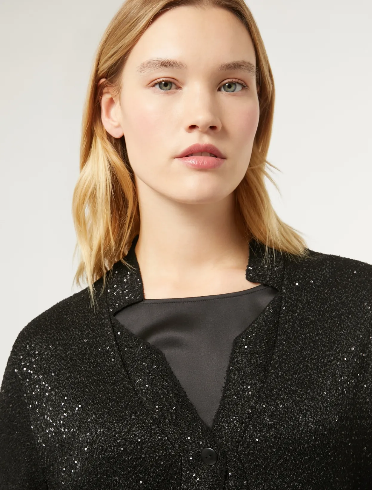 Knitwear | Knitwear | Marina Rinaldi Knit cardigan with sequins BLACK