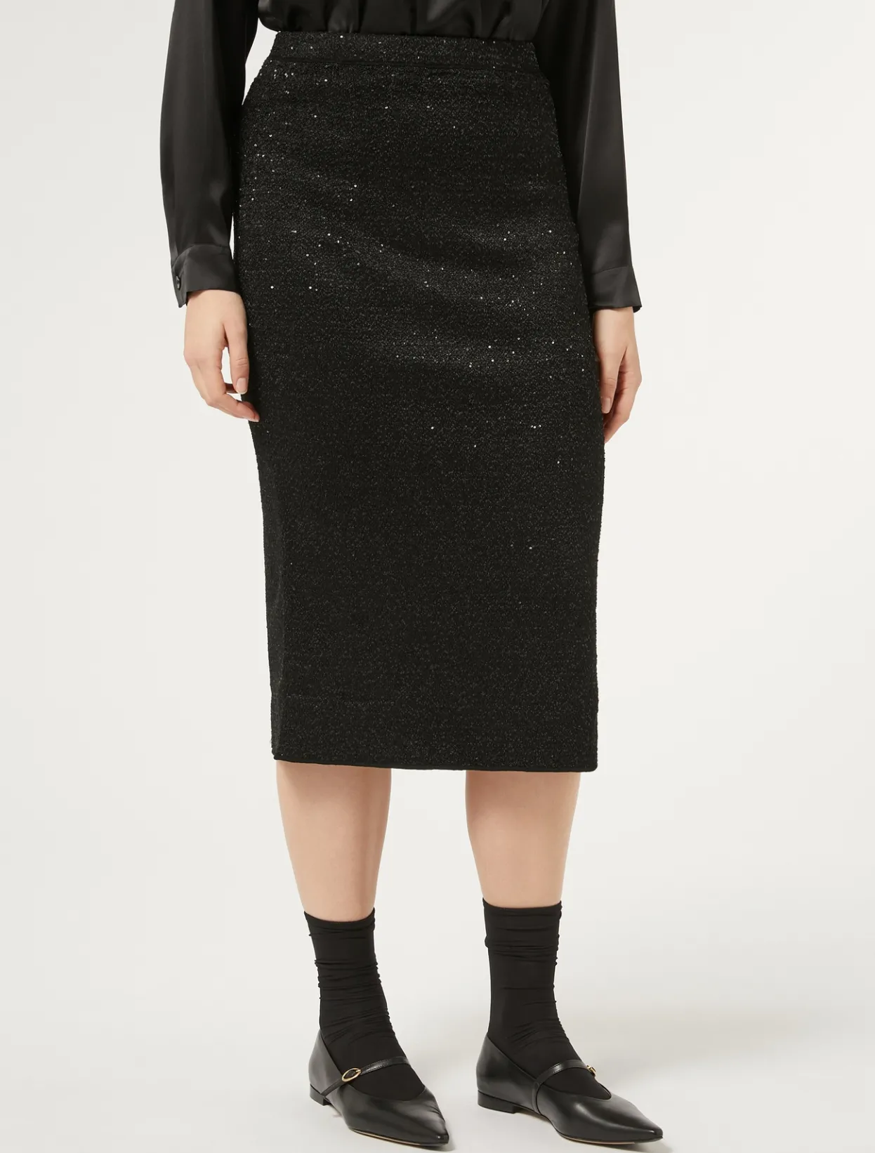 Skirts | Skirts | Marina Rinaldi Knit skirt with sequins BLACK