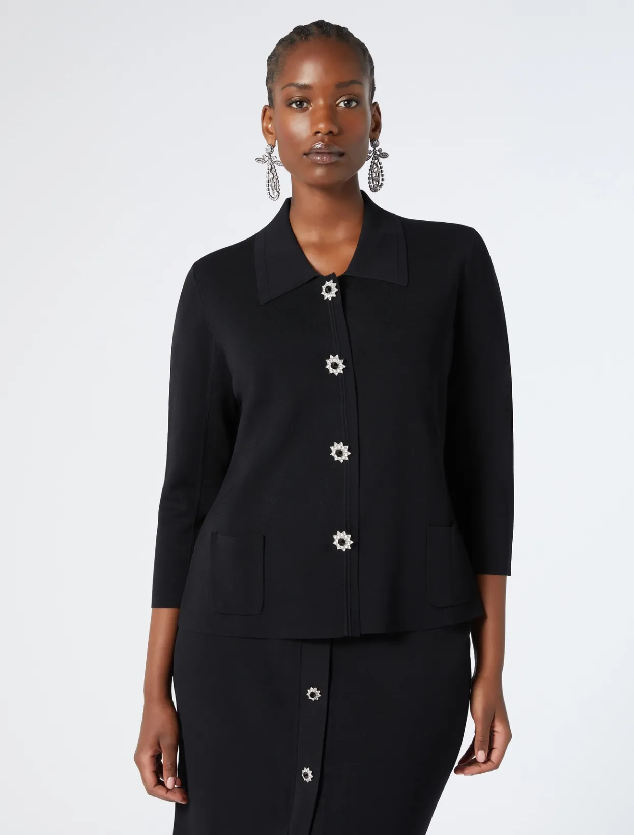 Knitwear | Knitwear | Marina Rinaldi Knitted jacket BLACK