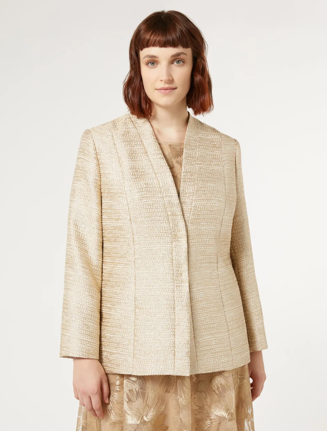 Jackets | Jacket & Blazers | Marina Rinaldi Lamé yarn-dyed jacket GOLD